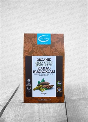 The Lifeco Organik Şeker Kamışı Şekeri Kaplı Kakao Parçacıkları 100 gr